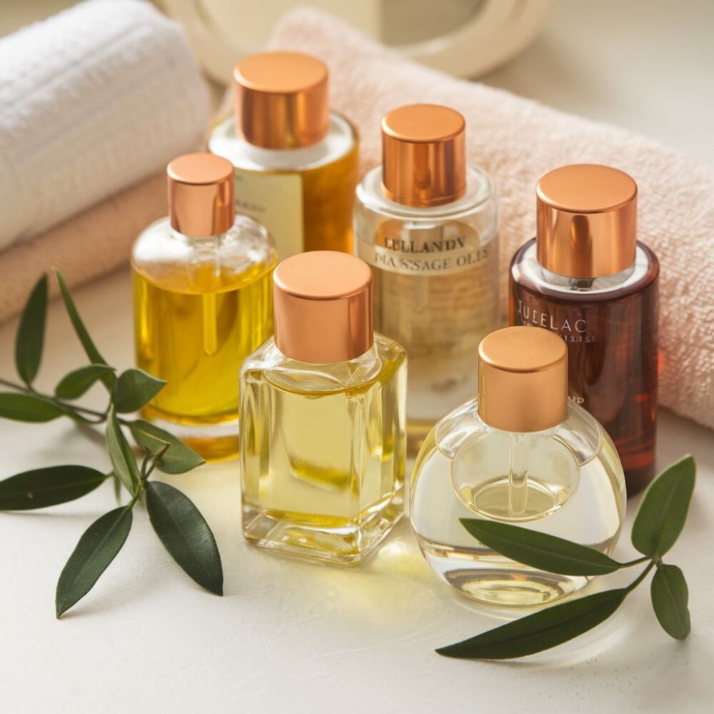 butelki z naturalnymi olejkami