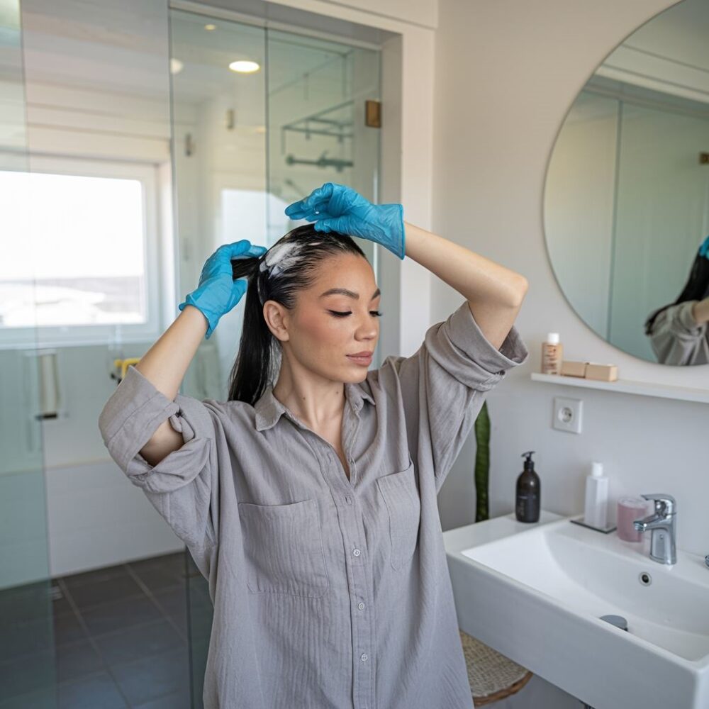 kobieta z pędzelkiem do tonera