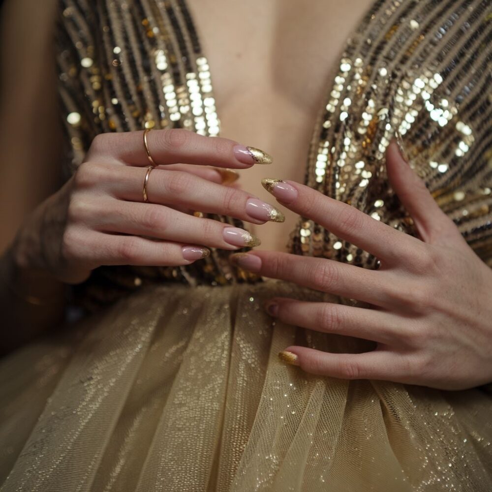 manicure do złotej kreacji