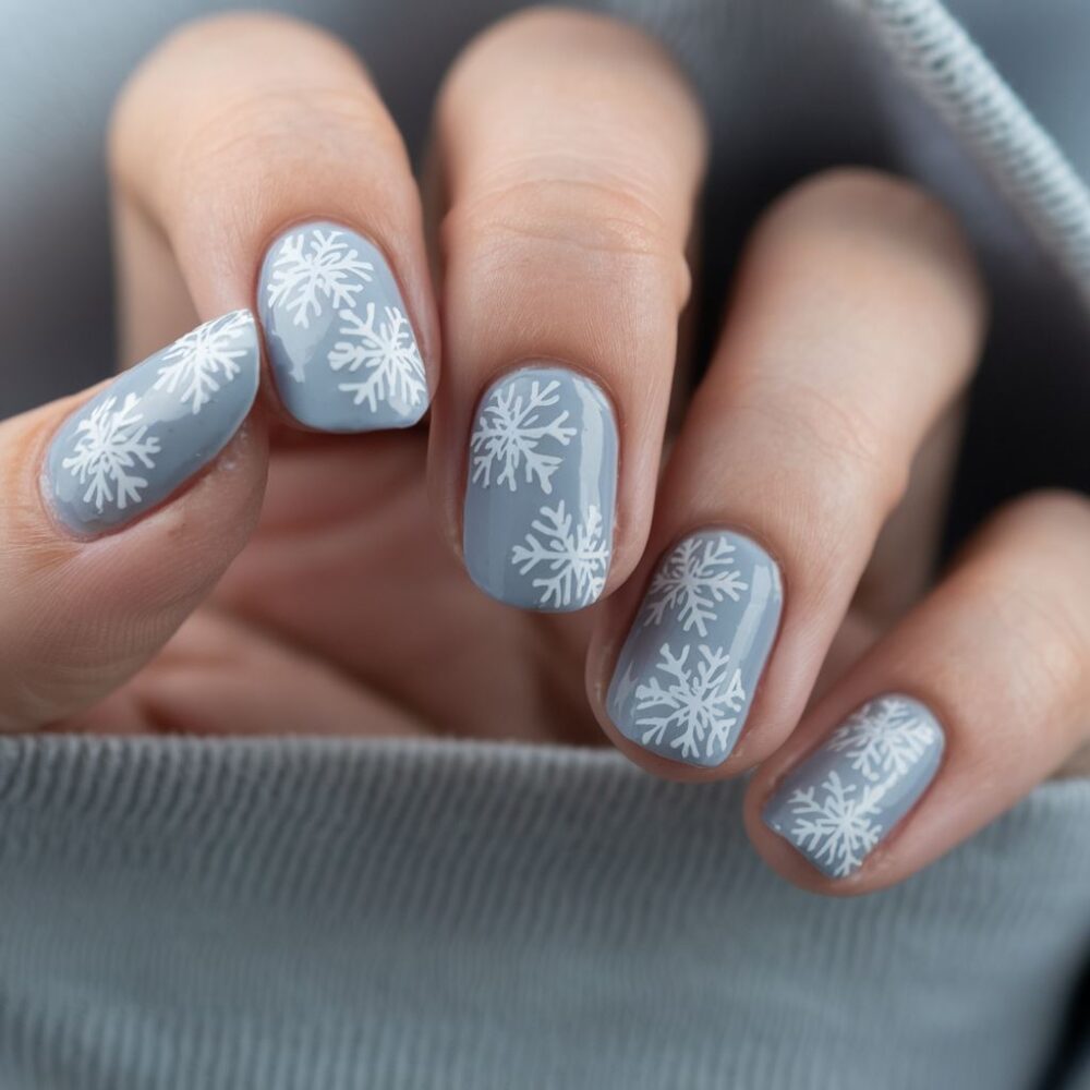 paznokcie z motywem śniegu