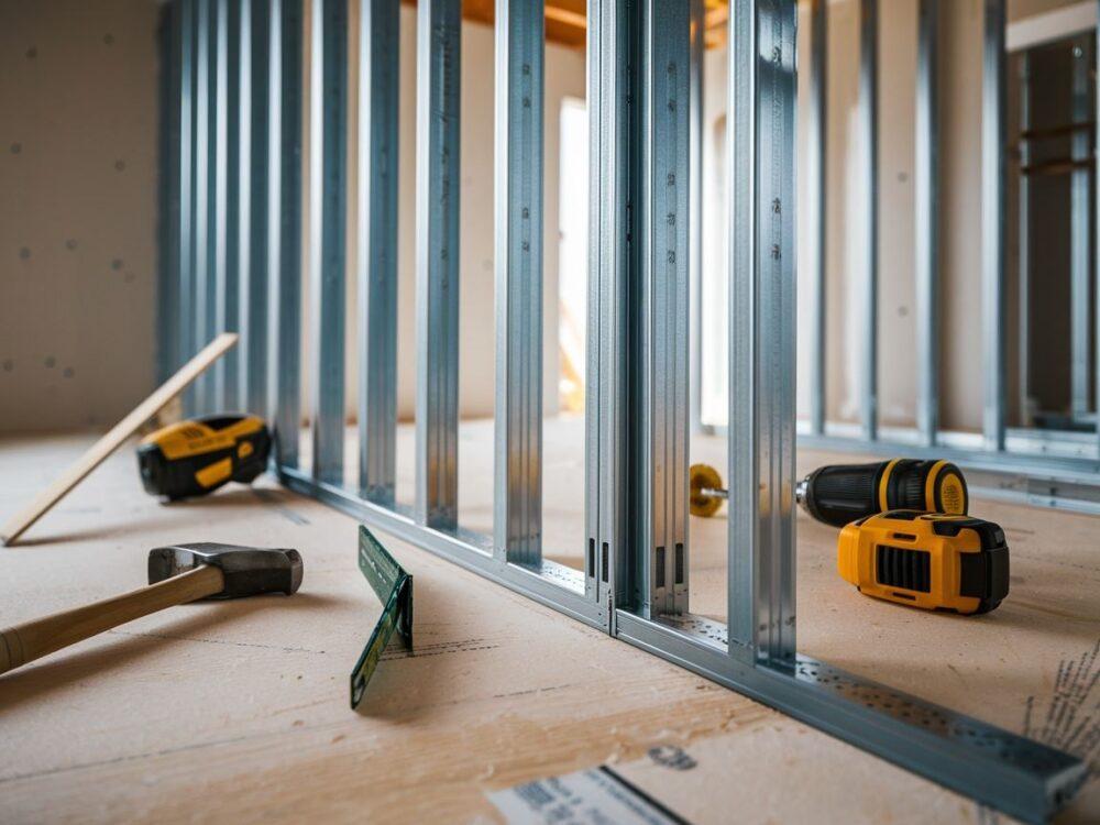 profil metalowy przy ścianie