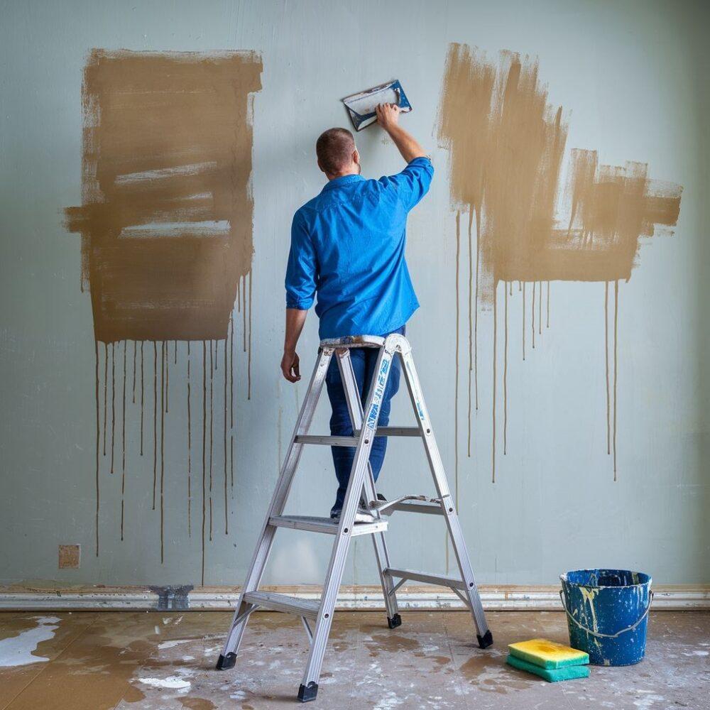 ściana z resztkami farby