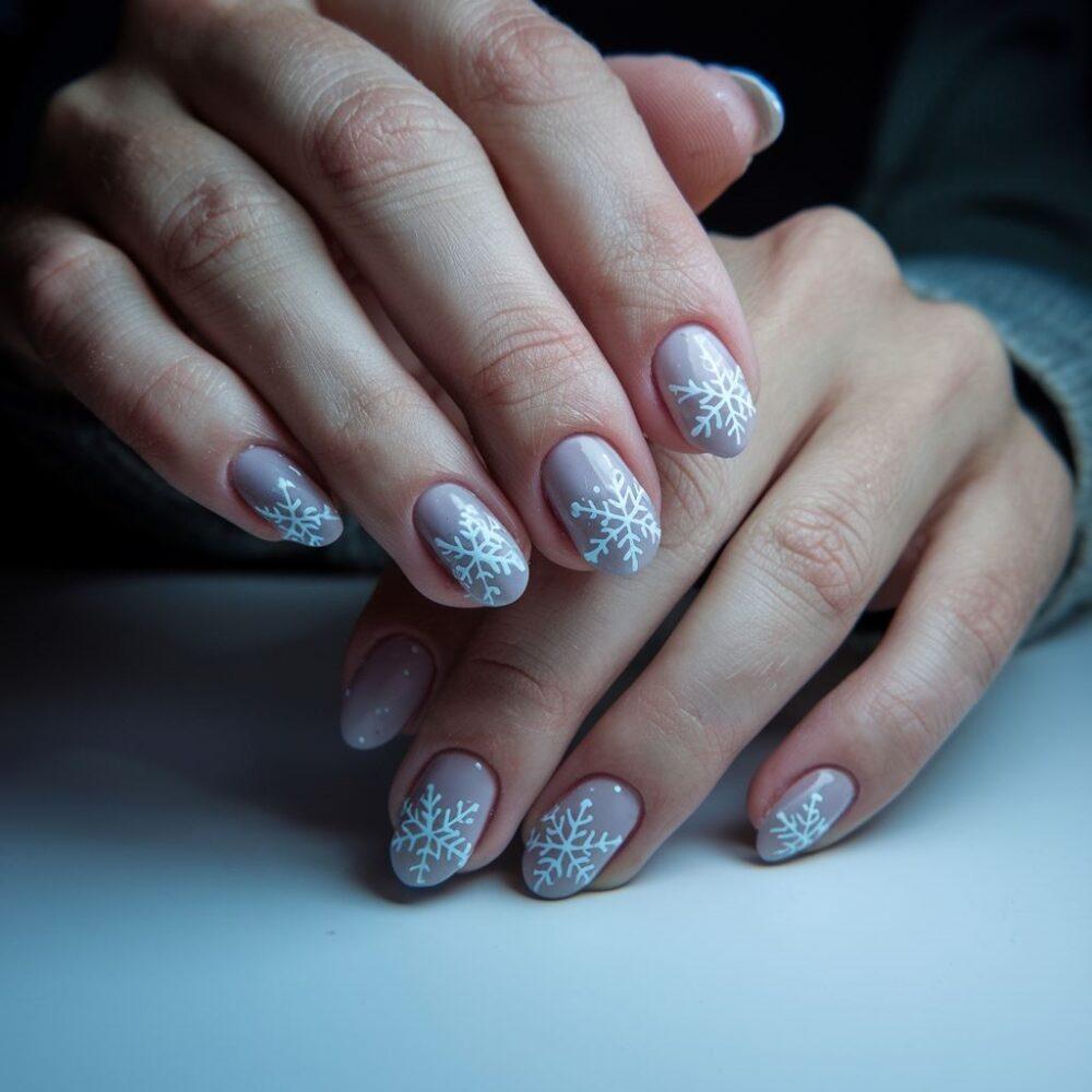 śnieżynka na paznokciach
