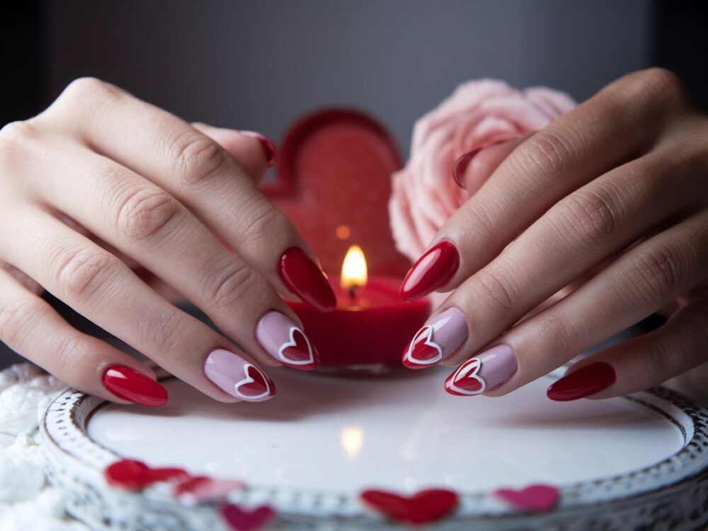 stylizacja paznokci na walentynki