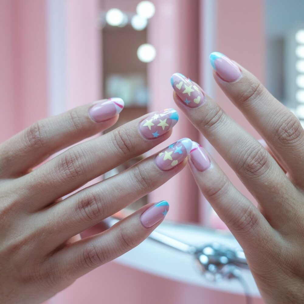 zdobienie paznokci gwiazdkami
